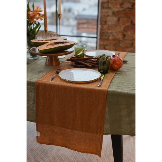 Linnen tafelloper - cinnamon