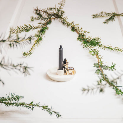 Kandelaar kerstboom en rendier - zwart goud